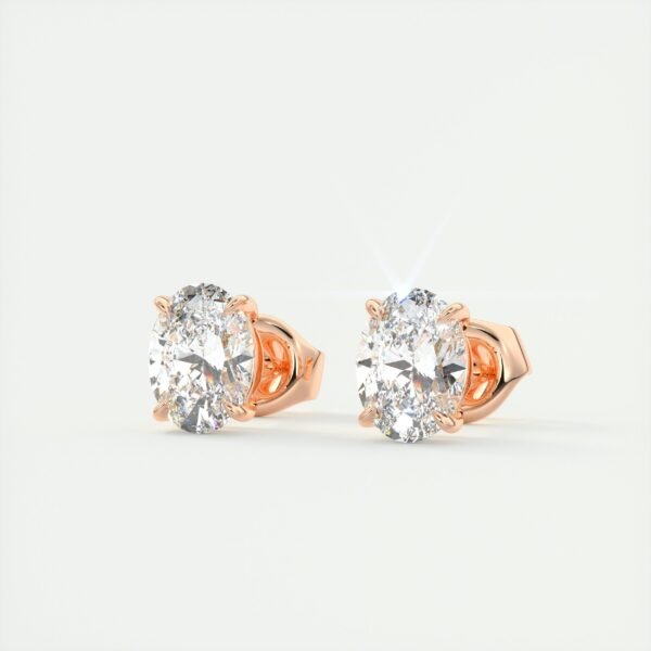 2 Carat Oval Lab Diamond Stud Earrings - Image 9