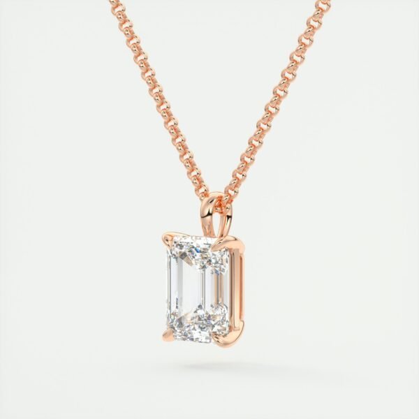 Emerald Cut Diamond Solitaire Pendant - Image 4