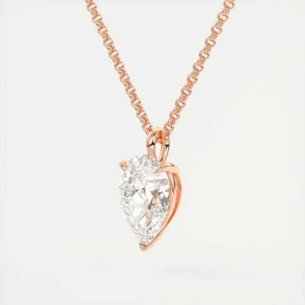 Solitaire Pear-Shaped Diamond Pendant - Image 4