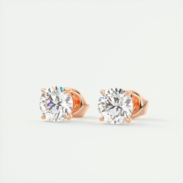 4 Carat Total Weight Round Brilliant Lab Diamond Stud Earrings - Image 3
