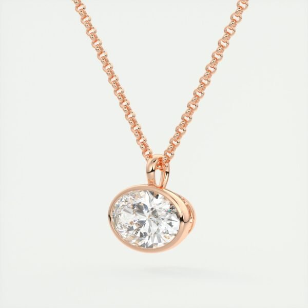 Oval Diamond Bezel Pendant - Image 3