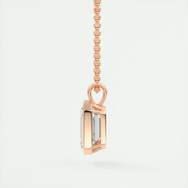 Emerald Cut Diamond Bezel Pendant - Image 4