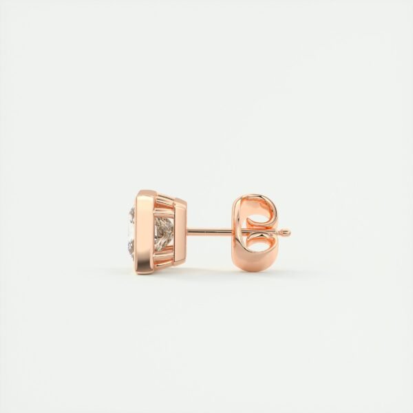 1ct Princess Cut Half Bezel Lab Diamond Stud Earrings - Image 5