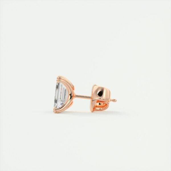 Emerald Cut Diamond Stud Earrings - Image 4