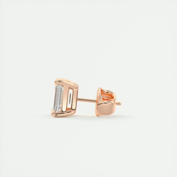 Emerald Cut Diamond Stud Earrings - Image 5