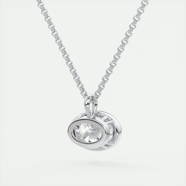 Oval Diamond Bezel Pendant - Image 5