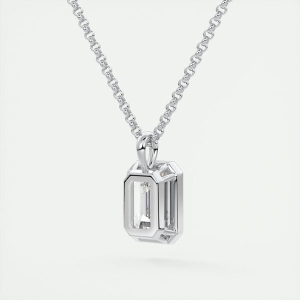 Emerald Cut Diamond Bezel Pendant - Image 6