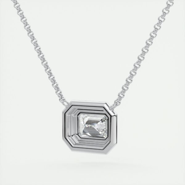 Geometric Emerald Cut Diamond Pendant - Image 6