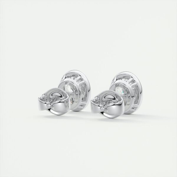3 Carat Oval Bezel Lab Diamond Stud Earrings - Image 10