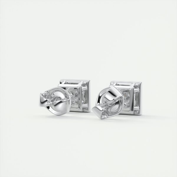 1ct Princess Cut Half Bezel Lab Diamond Stud Earrings - Image 6