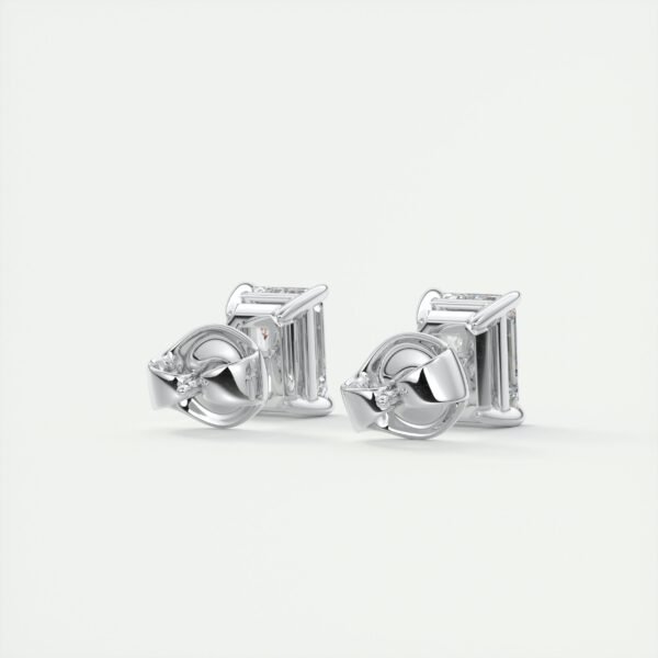 Emerald Cut Diamond Stud Earrings - Image 6