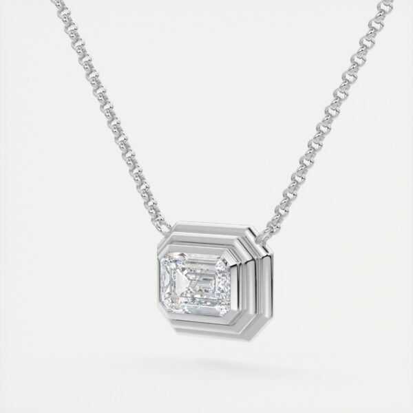 Geometric Emerald Cut Diamond Pendant - Image 7