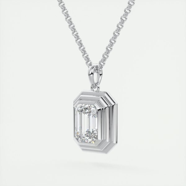 Geometric Emerald Cut Diamond Pendant - Image 6