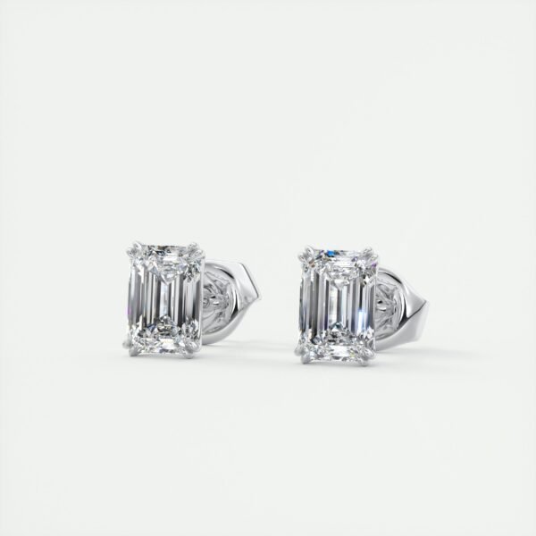Emerald Cut Diamond Stud Earrings - Image 6