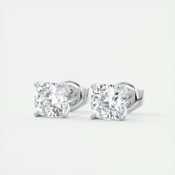 1 Carat Cushion Cut Lab Diamond Stud Earrings - Image 7