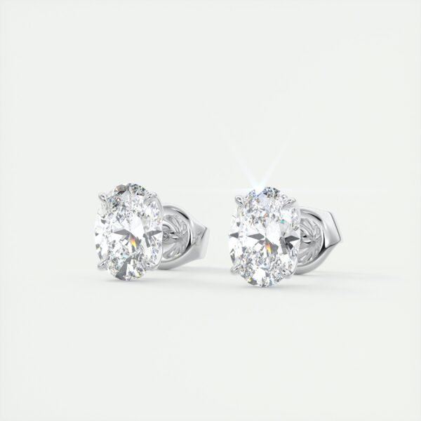 3 Carat Oval Lab Diamond Stud Earrings - Image 12