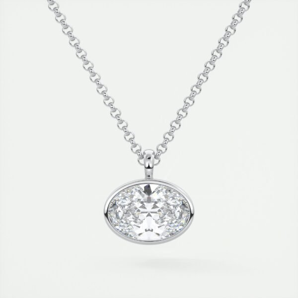 Oval Diamond Bezel Pendant - Image 6