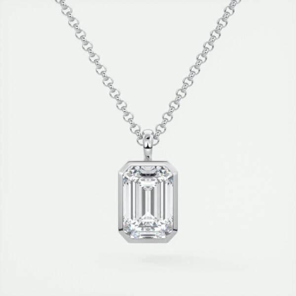 Emerald Cut Diamond Bezel Pendant - Image 8