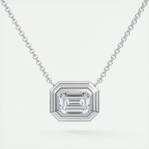 Geometric Emerald Cut Diamond Pendant - Image 8