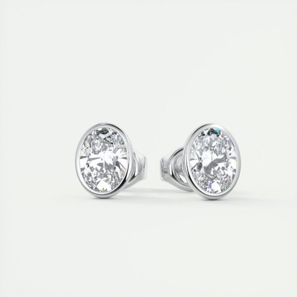 3 Carat Oval Bezel Lab Diamond Stud Earrings - Image 12