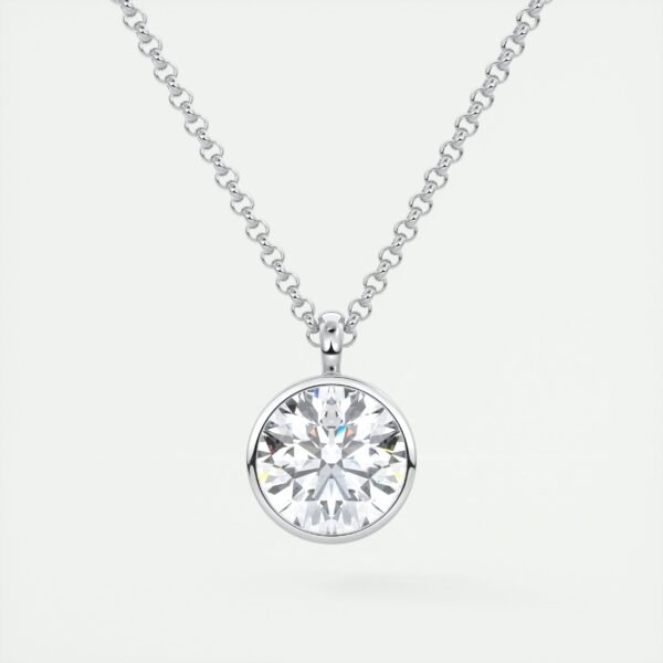 Bezel-Set Round Diamond Pendant - Image 8