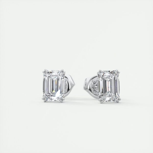 Emerald Cut Diamond Stud Earrings - Image 7