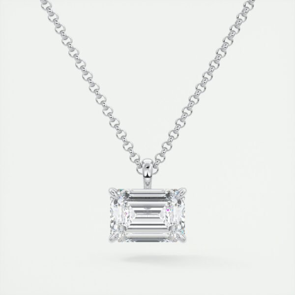 Emerald Cut Diamond Solitaire Pendant - Image 8