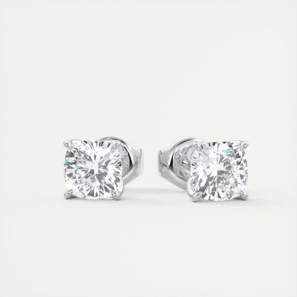 1 Carat Cushion Cut Lab Diamond Stud Earrings - Image 6