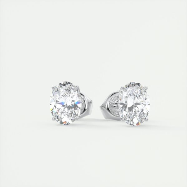 3 Carat Oval Lab Diamond Stud Earrings - Image 6