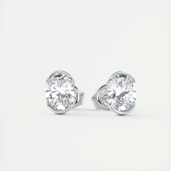 1.5 Carat Oval Bezel Lab Diamond Stud Earrings - Image 7