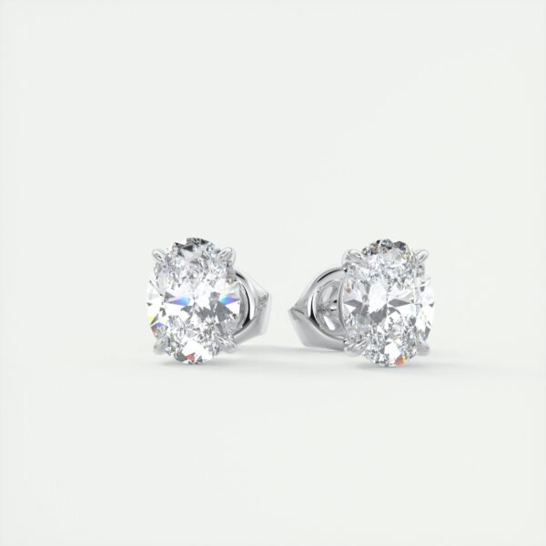 2 Carat Oval Lab Diamond Stud Earrings - Image 6