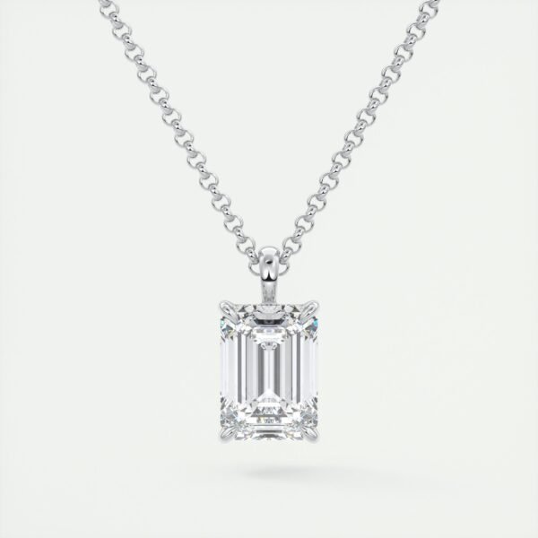 Emerald Cut Diamond Solitaire Pendant - Image 7
