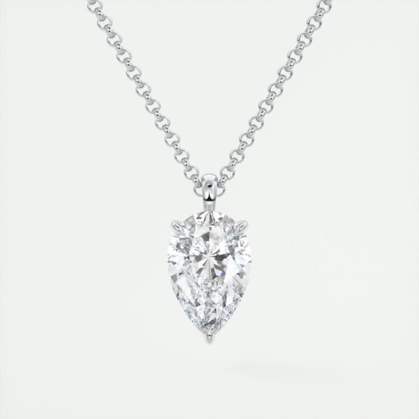 Solitaire Pear-Shaped Diamond Pendant - Image 7