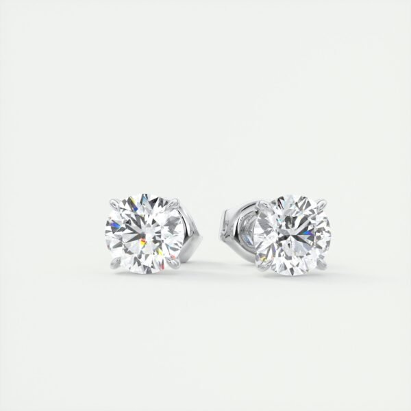 4 Carat Total Weight Round Brilliant Lab Diamond Stud Earrings - Image 6