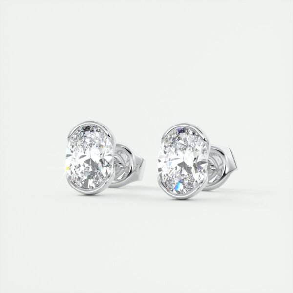 1.5 Carat Oval Bezel Lab Diamond Stud Earrings - Image 8