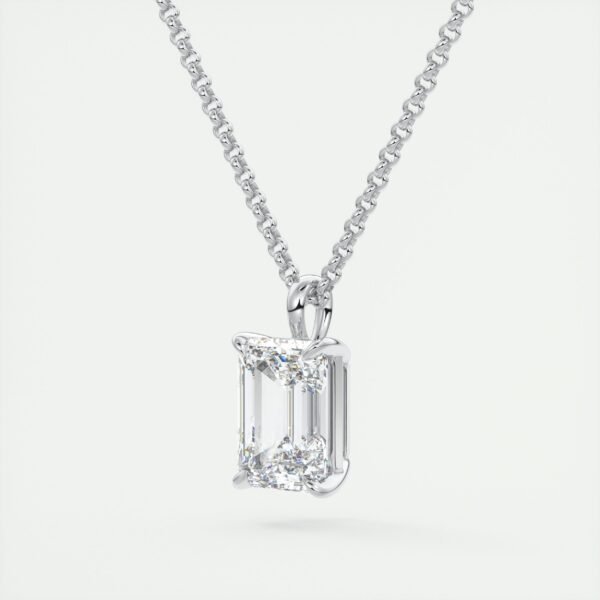Emerald Cut Diamond Solitaire Pendant - Image 8