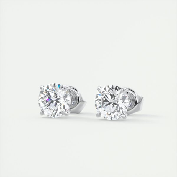 4 Carat Total Weight Round Brilliant Lab Diamond Stud Earrings - Image 7