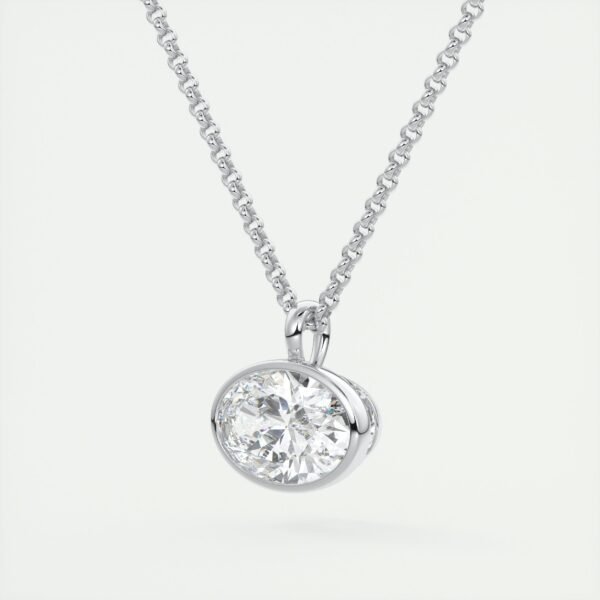 Oval Diamond Bezel Pendant - Image 7