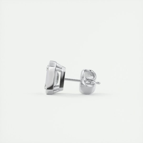 Emerald Cut Diamond Bezel Stud Earrings - Image 8