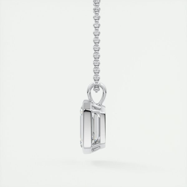 Emerald Cut Diamond Bezel Pendant - Image 9