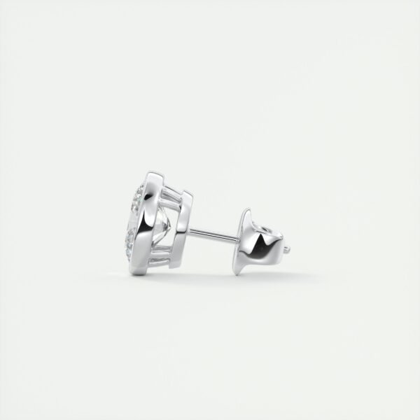 3 Carat Oval Bezel Lab Diamond Stud Earrings - Image 6