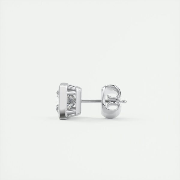 1ct Princess Cut Half Bezel Lab Diamond Stud Earrings - Image 9