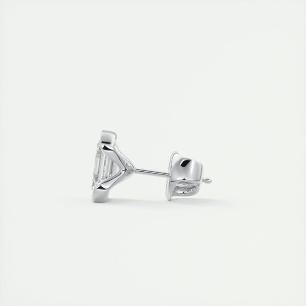 Emerald Cut Diamond Half-Bezel Stud Earrings - Image 8