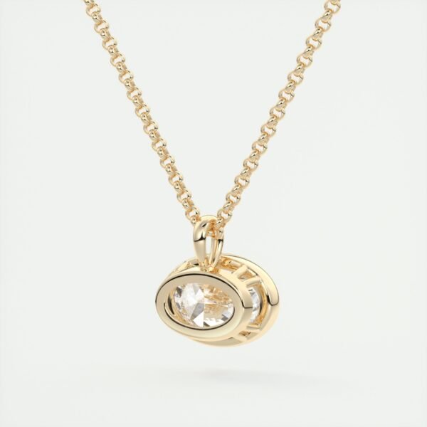 Oval Diamond Bezel Pendant - Image 9