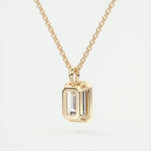 Emerald Cut Diamond Bezel Pendant - Image 10