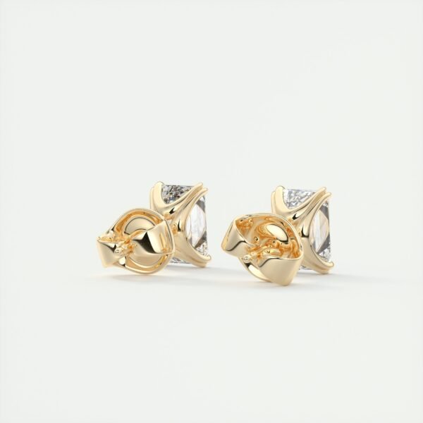 Emerald Cut Diamond Stud Earrings - Image 9