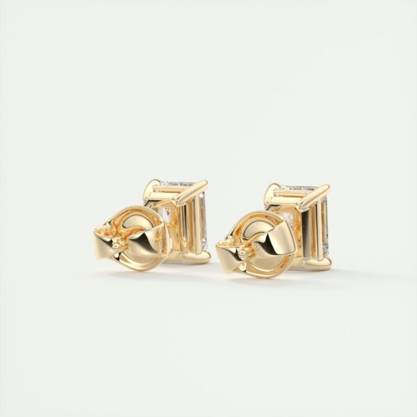 Emerald Cut Diamond Stud Earrings - Image 11