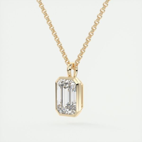 Emerald Cut Diamond Bezel Pendant - Image 11