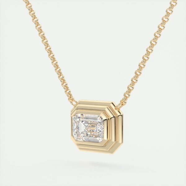 Geometric Emerald Cut Diamond Pendant - Image 11