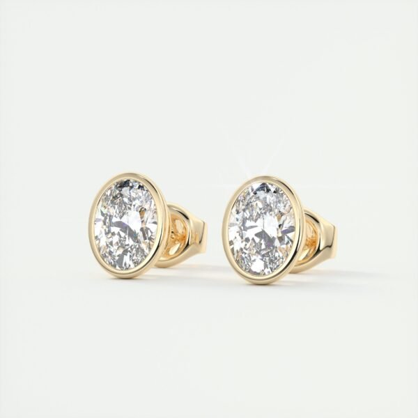 3 Carat Oval Bezel Lab Diamond Stud Earrings